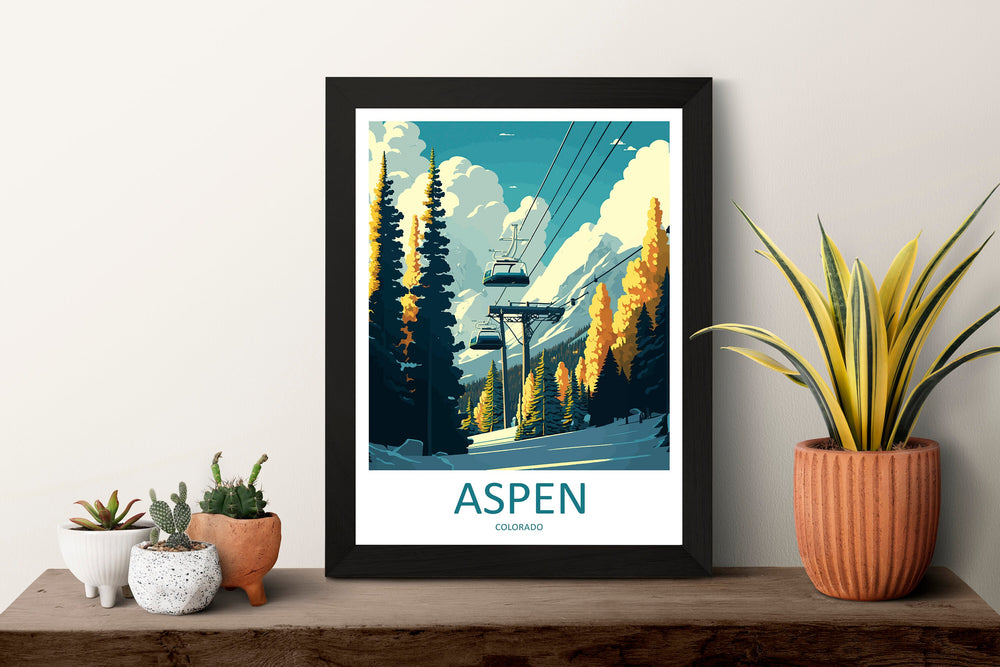 Aspen Travel Print Wall Art Aspen Wall Hanging Home Décor Aspen Gift Art Lovers Ski Art Lover Gift Aspen Print Skiing Aspen Ski Art Poster