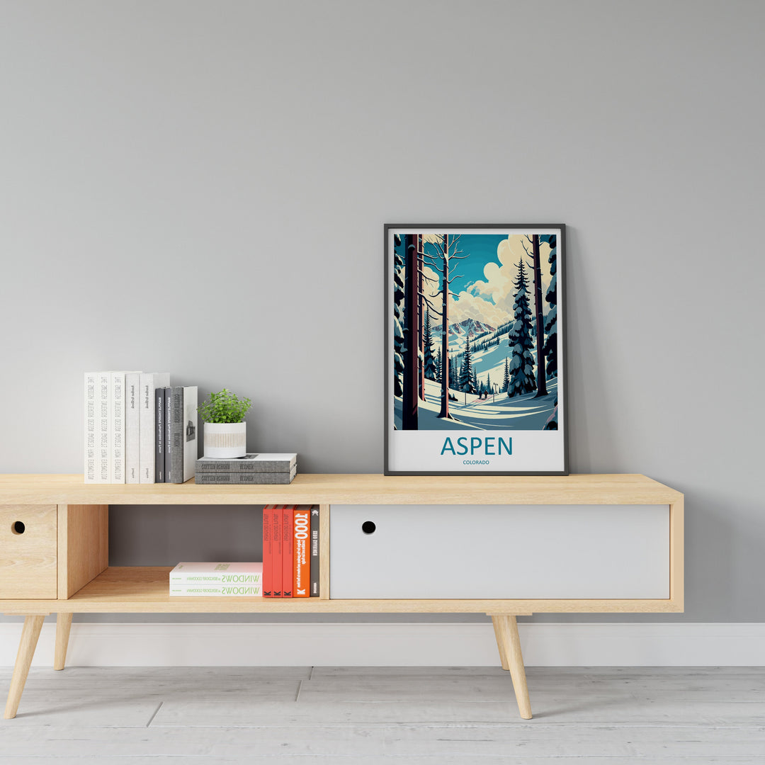 Aspen Travel Print Wall Art Aspen Wall Hanging Home Décor Aspen Gift Art Lovers Ski Art Lover Gift Aspen Print Skiing Aspen Ski Art Poster