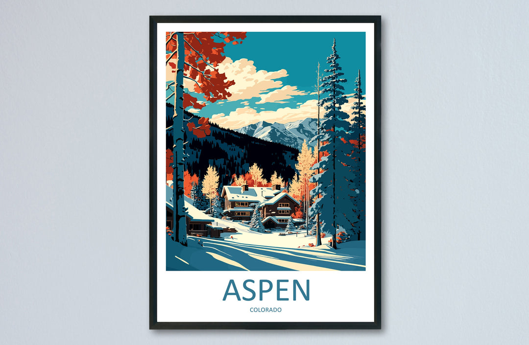 Aspen Travel Print Wall Art Aspen Wall Hanging Home Décor Aspen Gift Art Lovers Ski Art Lover Gift Aspen Print Skiing Aspen Ski Art Poster