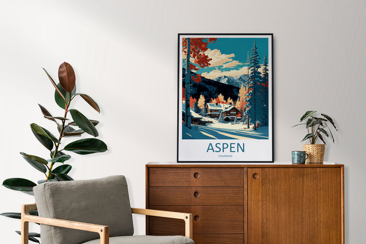 Aspen Travel Print Wall Art Aspen Wall Hanging Home Décor Aspen Gift Art Lovers Ski Art Lover Gift Aspen Print Skiing Aspen Ski Art Poster