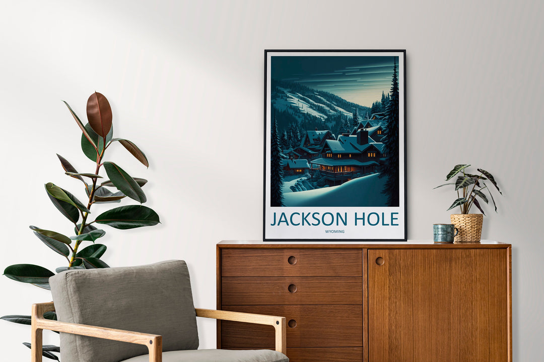 Jackson Hole Travel Print Wall Art Jackson Hole Wall Hanging Home Décor Jackson Hole Gift Art Lovers Ski Art Lover Gift Jackson Hole Print