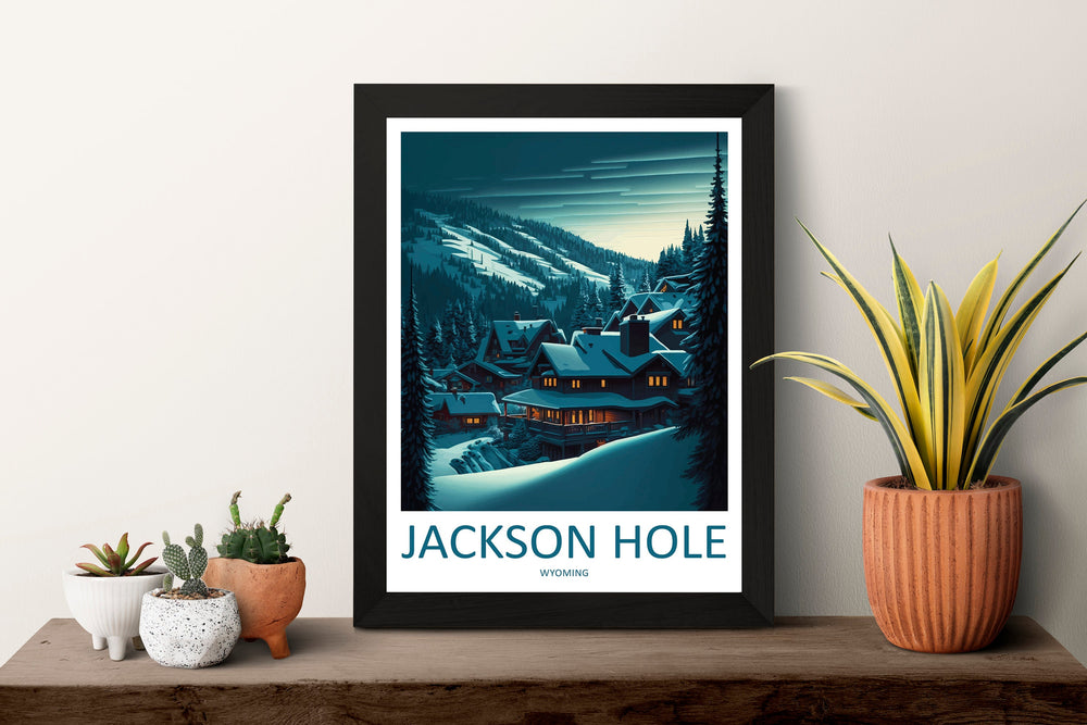 Jackson Hole Travel Print Wall Art Jackson Hole Wall Hanging Home Décor Jackson Hole Gift Art Lovers Ski Art Lover Gift Jackson Hole Print