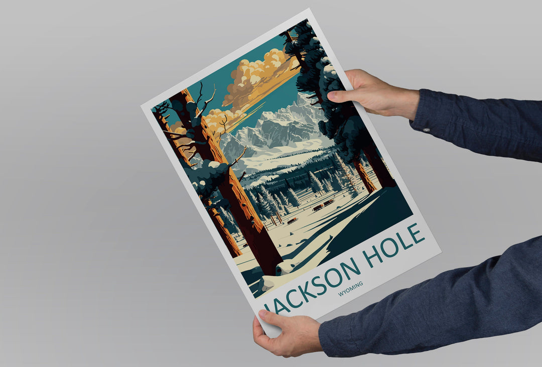 Jackson Hole Travel Print Wall Art Jackson Hole Wall Hanging Home Décor Jackson Hole Gift Art Lovers Ski Art Lover Gift Jackson Hole Print