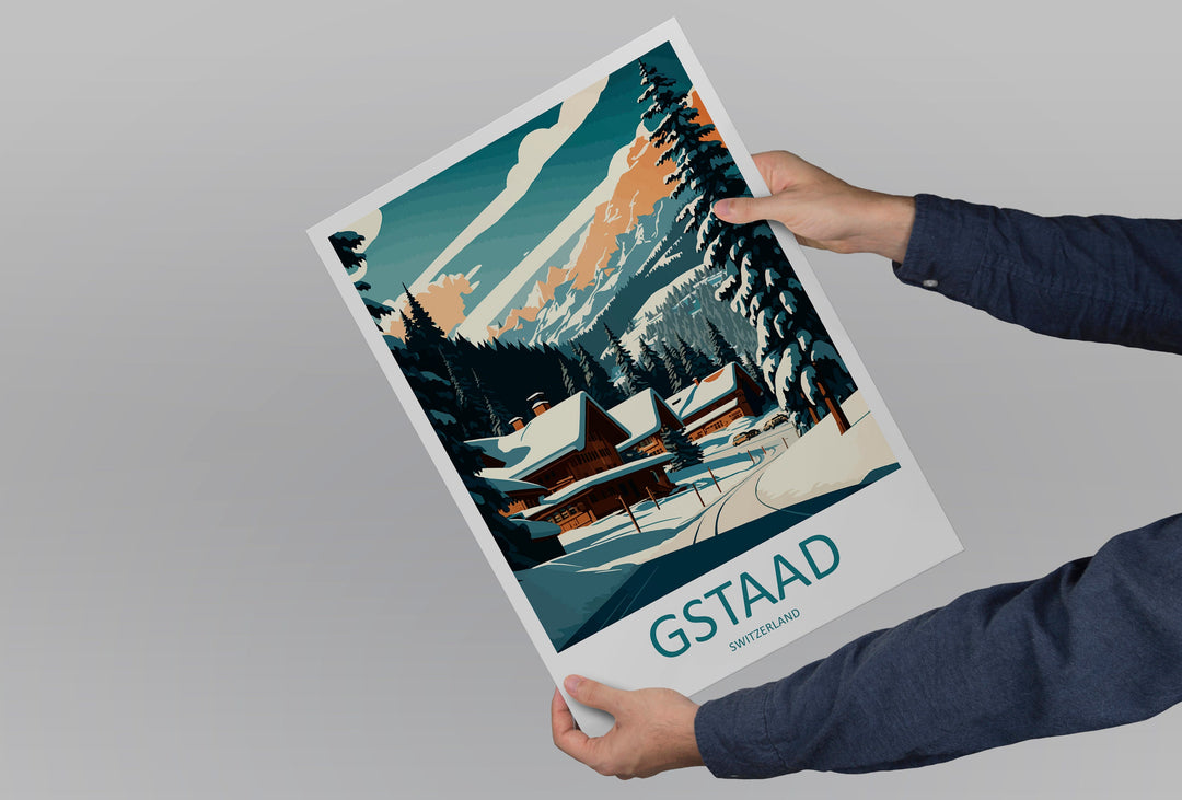 Gstaad Travel Print Wall Art Gstaad Wall Hanging Home Décor Gstaad Gift Art Lovers Ski Art Lover Gift Gstaad Print Skiing Print Swiss Poster