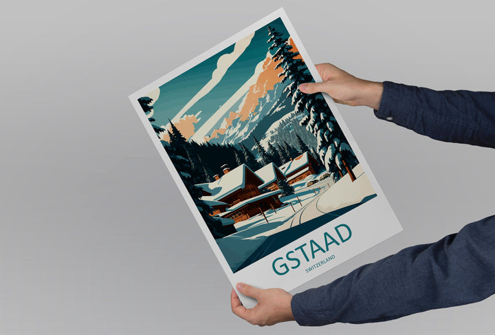 Gstaad Travel Print Wall Art Gstaad Wall Hanging Home Décor Gstaad Gift Art Lovers Ski Art Lover Gift Gstaad Print Skiing Print Swiss Poster