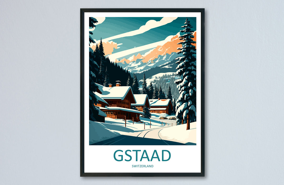Gstaad Travel Print Wall Art Gstaad Wall Hanging Home Décor Gstaad Gift Art Lovers Ski Art Lover Gift Gstaad Print Skiing Print Swiss Poster