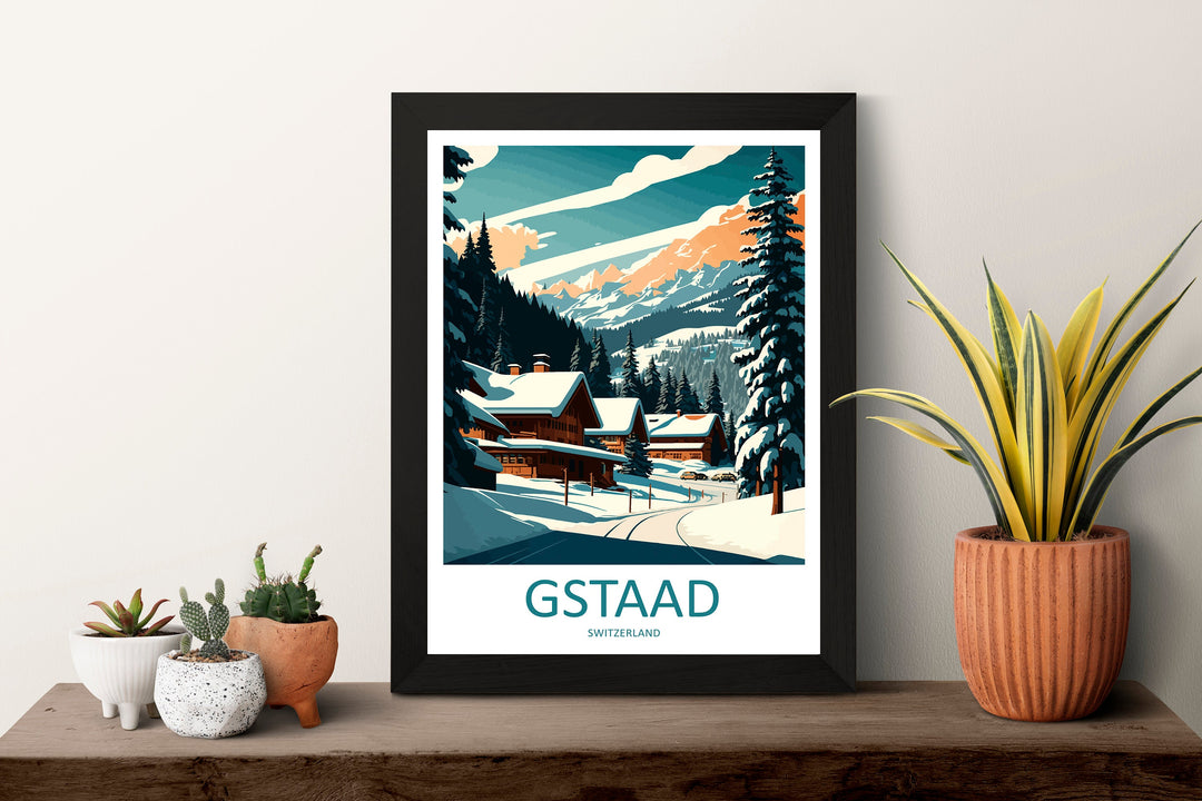 Gstaad Travel Print Wall Art Gstaad Wall Hanging Home Décor Gstaad Gift Art Lovers Ski Art Lover Gift Gstaad Print Skiing Print Swiss Poster