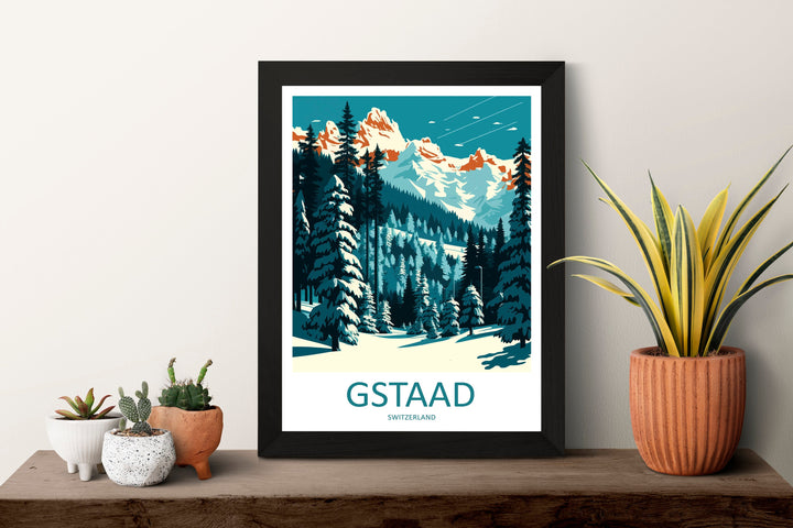 Gstaad Travel Print Wall Art Gstaad Wall Hanging Home Décor Gstaad Gift Art Lovers Ski Art Lover Gift Gstaad Print Skiing Print Swiss Poster