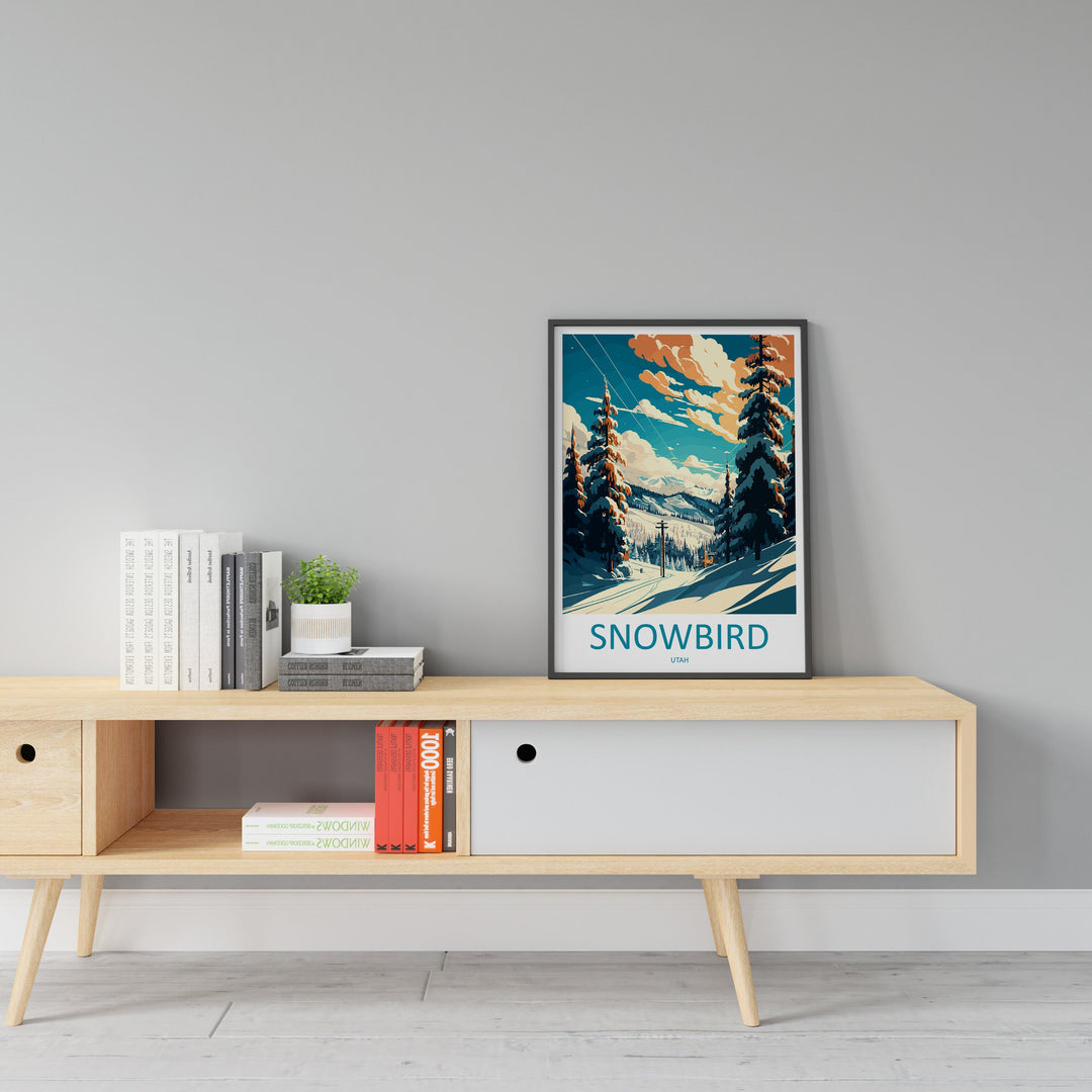 Snowbird Travel Print Wall Art Snowbird Wall Hanging Home Décor Snowbird Gift Art Lovers Ski Art Lover Gift Snowbird Print Skiing Print