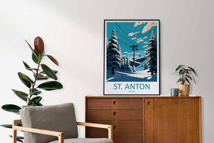 St. Anton Travel Print Wall Art St. Anton Wall Hanging Home Décor St. Anton Gift Art Lovers Ski Art Lover Gift St. Anton Print Skiing Print