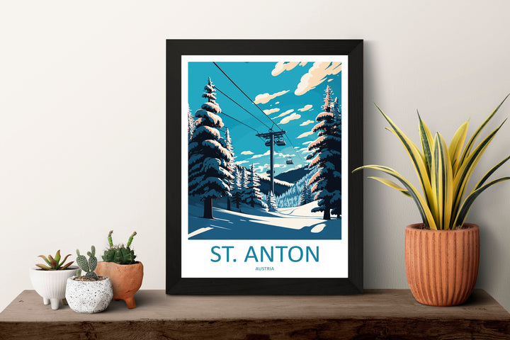 St. Anton Travel Print Wall Art St. Anton Wall Hanging Home Décor St. Anton Gift Art Lovers Ski Art Lover Gift St. Anton Print Skiing Print
