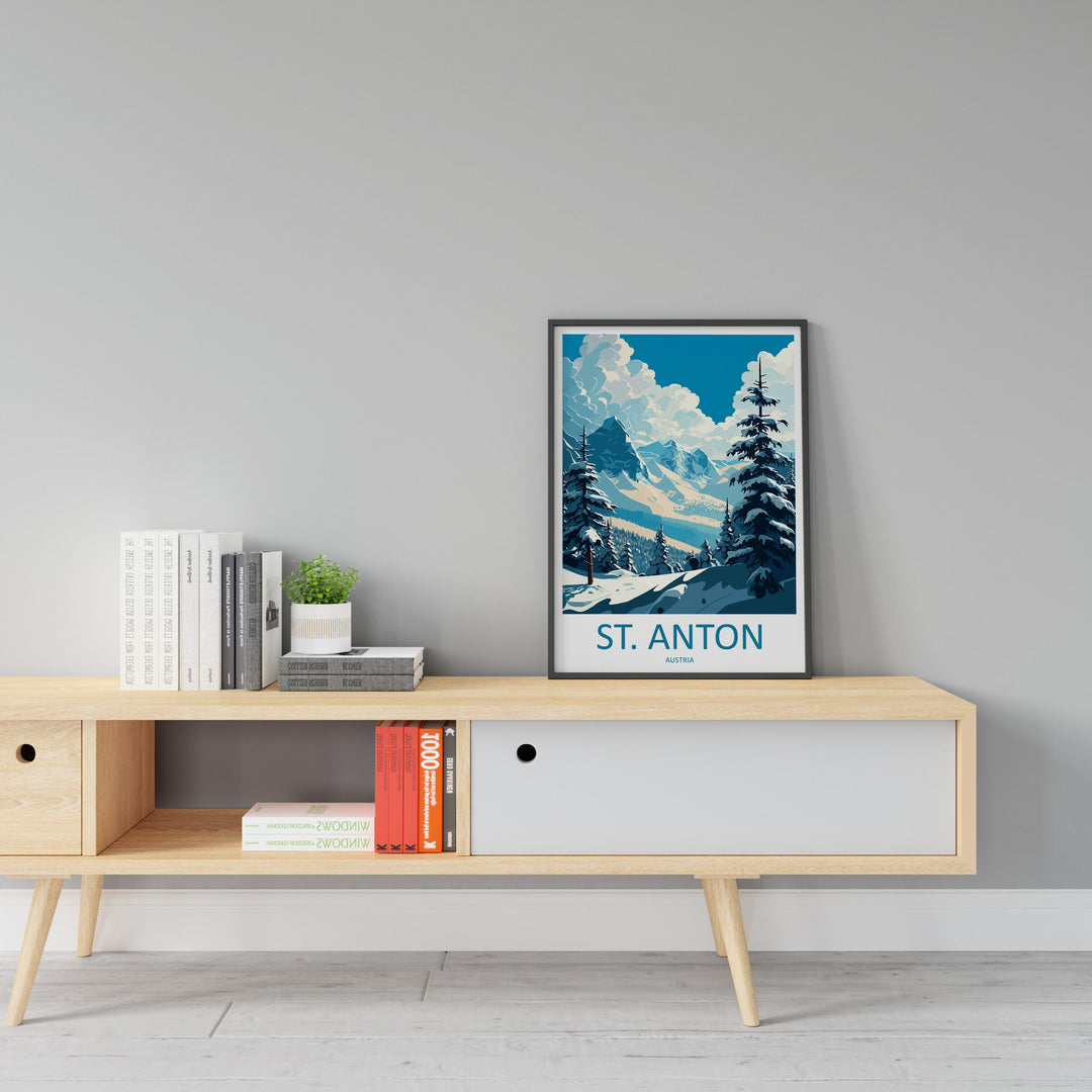 St. Anton Travel Print Wall Art St. Anton Wall Hanging Home Décor St. Anton Gift Art Lovers Ski Art Lover Gift St. Anton Print Skiing Print