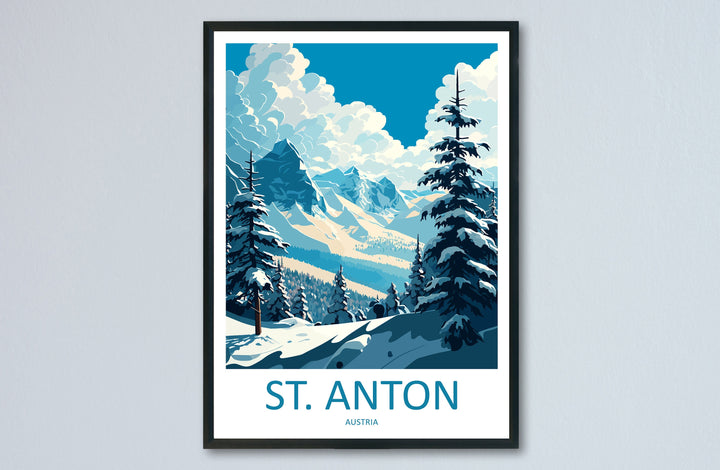St. Anton Travel Print Wall Art St. Anton Wall Hanging Home Décor St. Anton Gift Art Lovers Ski Art Lover Gift St. Anton Print Skiing Print