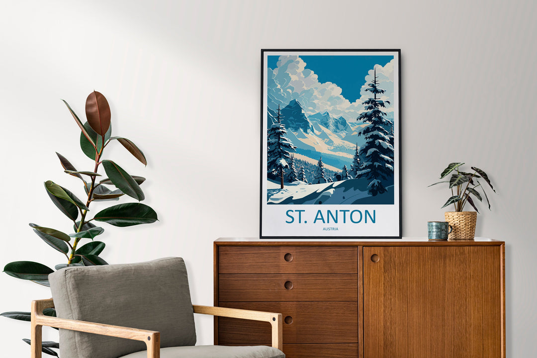 St. Anton Travel Print Wall Art St. Anton Wall Hanging Home Décor St. Anton Gift Art Lovers Ski Art Lover Gift St. Anton Print Skiing Print