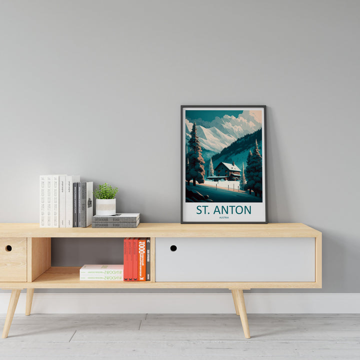 St. Anton Travel Print Wall Art St. Anton Wall Hanging Home Décor St. Anton Gift Art Lovers Ski Art Lover Gift St. Anton Print Skiing Print