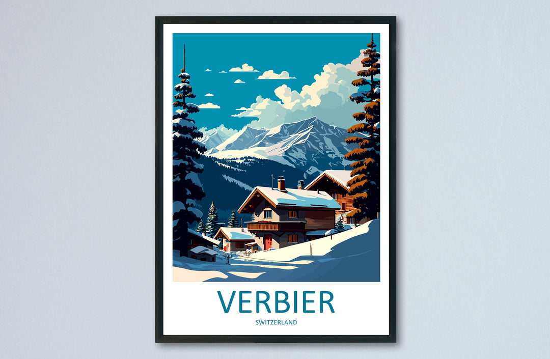 Verbier Travel Print Wall Art Verbier Wall Hanging Home Décor Verbier Gift Art Lovers Ski Art Lover Gift Verbier Print Skiing Art Poster