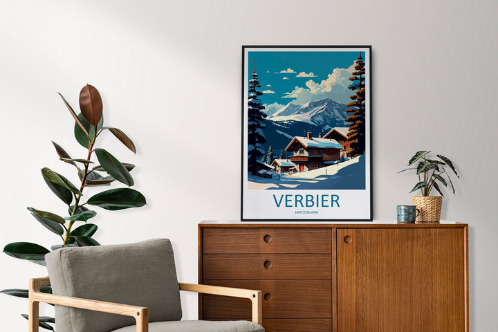 Verbier Travel Print Wall Art Verbier Wall Hanging Home Décor Verbier Gift Art Lovers Ski Art Lover Gift Verbier Print Skiing Art Poster