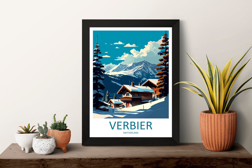 Verbier Travel Print Wall Art Verbier Wall Hanging Home Décor Verbier Gift Art Lovers Ski Art Lover Gift Verbier Print Skiing Art Poster