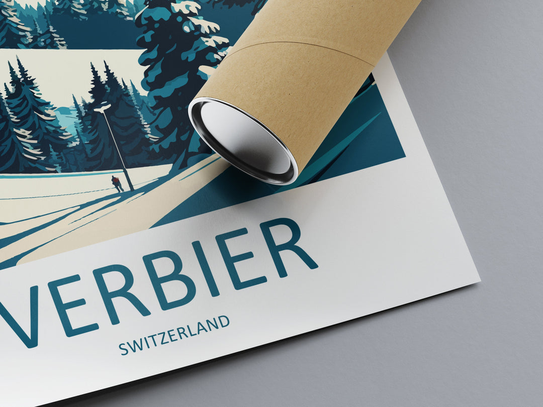 Verbier Travel Print Wall Art Verbier Wall Hanging Home Décor Verbier Gift Art Lovers Ski Art Lover Gift Verbier Print Skiing Art Poster
