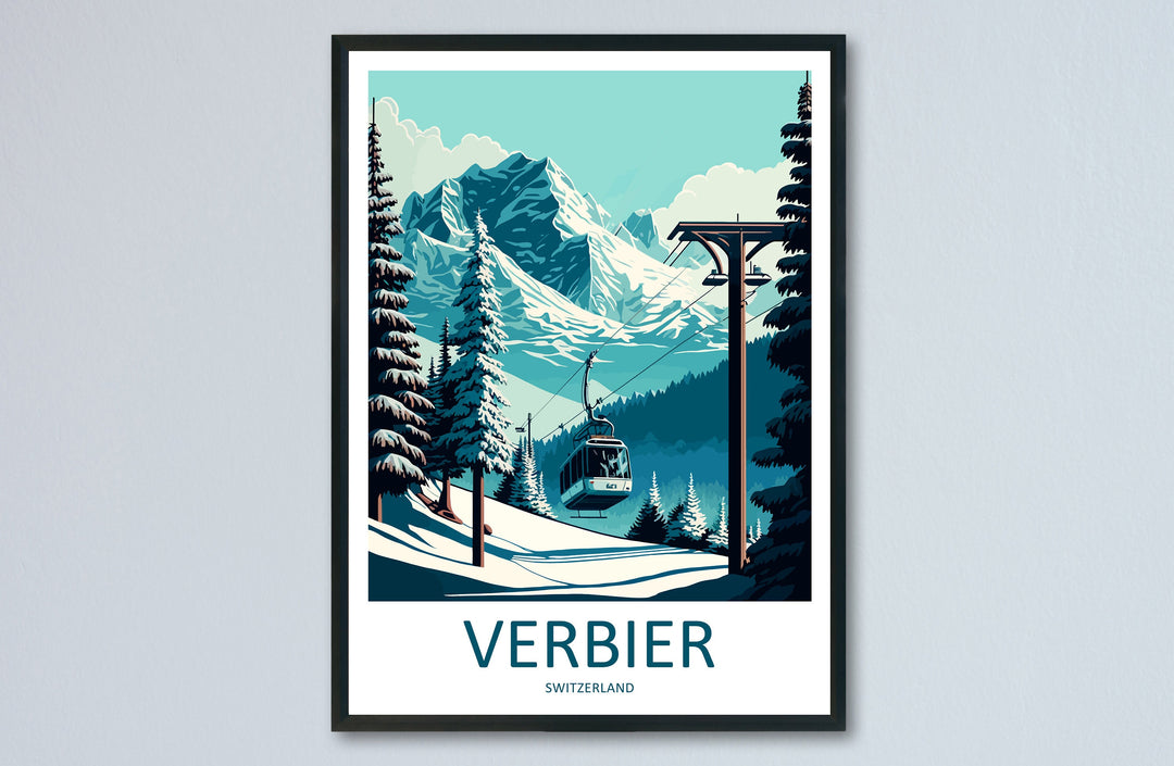 Verbier Travel Print Wall Art Verbier Wall Hanging Home Décor Verbier Gift Art Lovers Ski Art Lover Gift Verbier Print Skiing Art Poster
