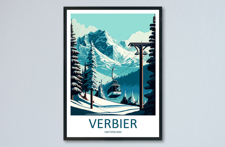 Verbier Travel Print Wall Art Verbier Wall Hanging Home Décor Verbier Gift Art Lovers Ski Art Lover Gift Verbier Print Skiing Art Poster