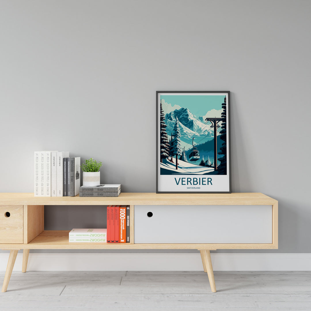 Verbier Travel Print Wall Art Verbier Wall Hanging Home Décor Verbier Gift Art Lovers Ski Art Lover Gift Verbier Print Skiing Art Poster