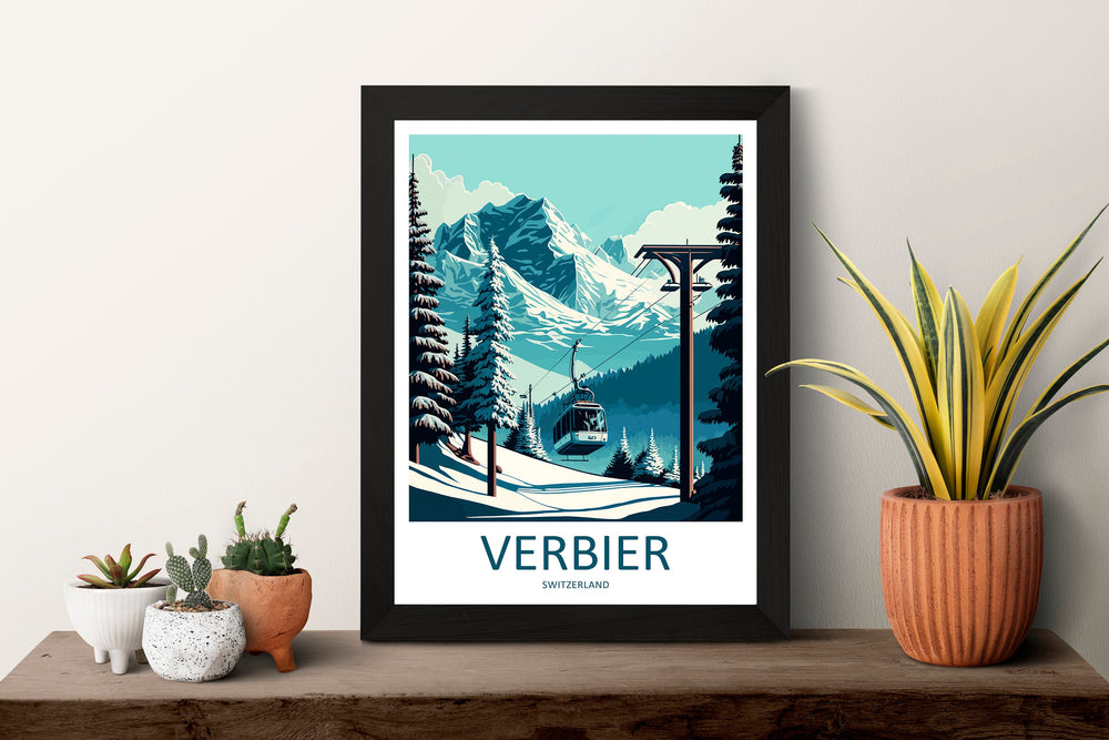 Verbier Travel Print Wall Art Verbier Wall Hanging Home Décor Verbier Gift Art Lovers Ski Art Lover Gift Verbier Print Skiing Art Poster
