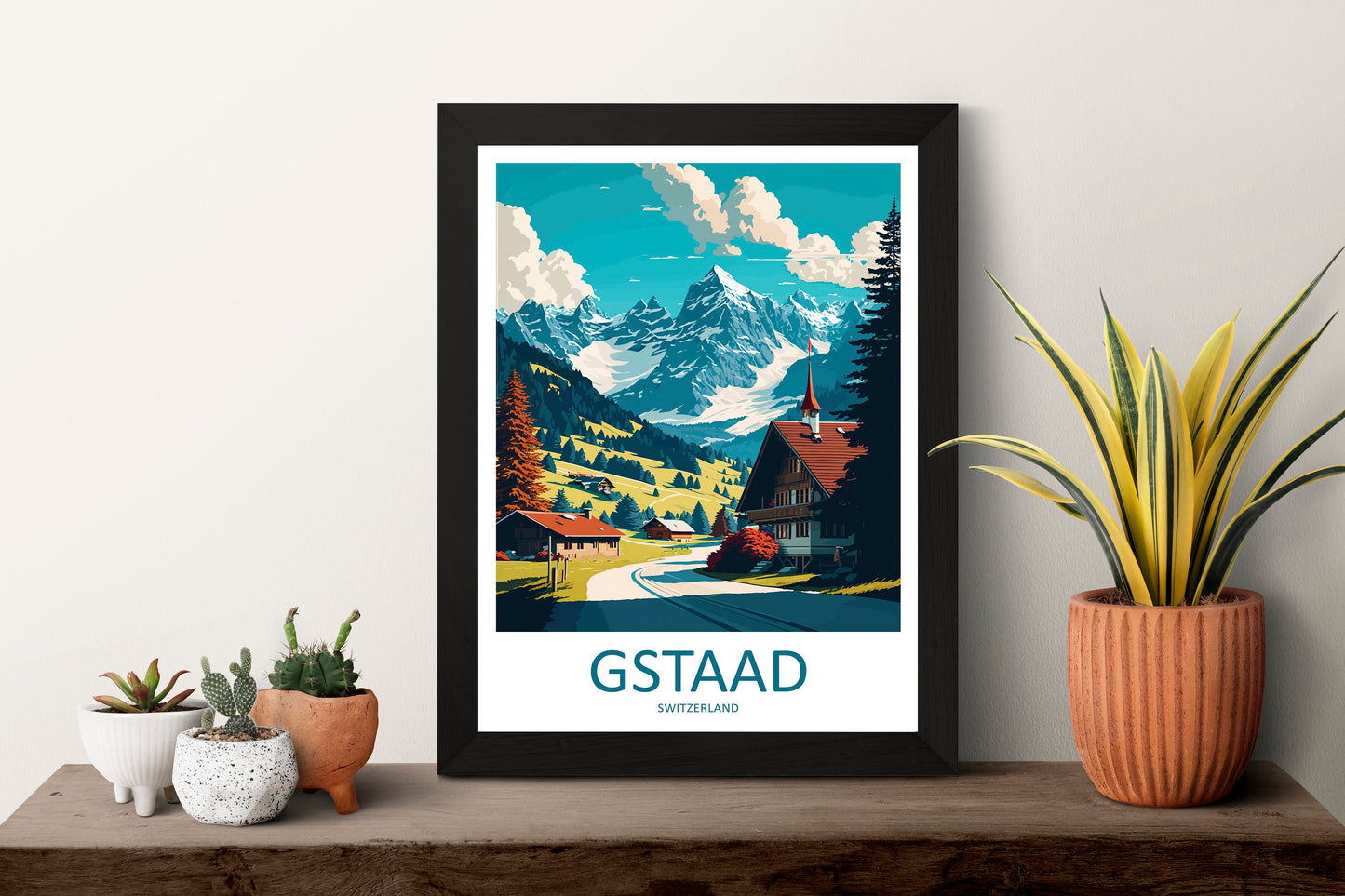 Gstaad Travel Print Wall Art Gstaad Wall Hanging Home Décor Gstaad Gift Art Lovers Switzerland Art Lover Gift Gstaad Travel Art