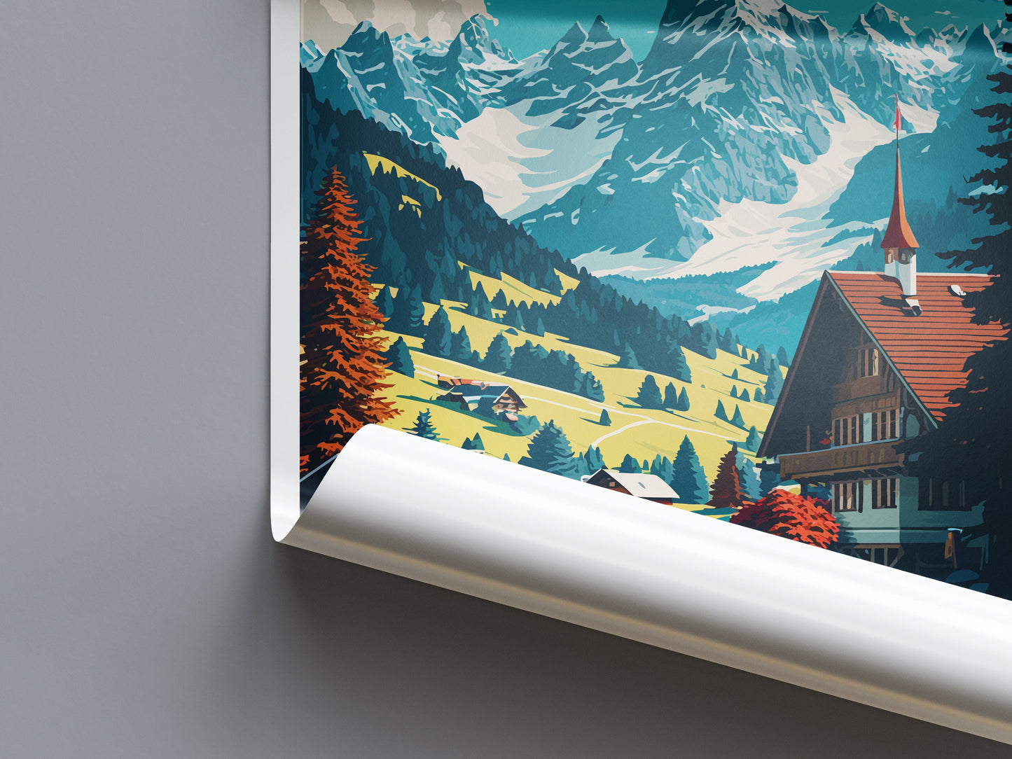Gstaad Travel Print Wall Art Gstaad Wall Hanging Home Décor Gstaad Gift Art Lovers Switzerland Art Lover Gift Gstaad Travel Art