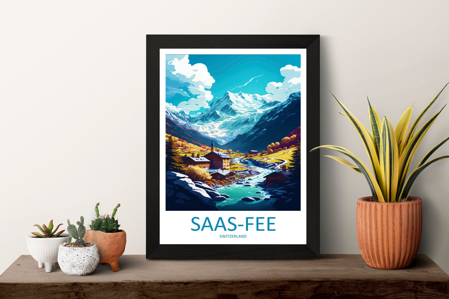 Saas-Fee Travel Print Wall Art Saas-Fee Wall Hanging Home Décor Saas-Fee Gift Art Lovers Switzerland Art Lover Gift Saas-Fee Travel Art