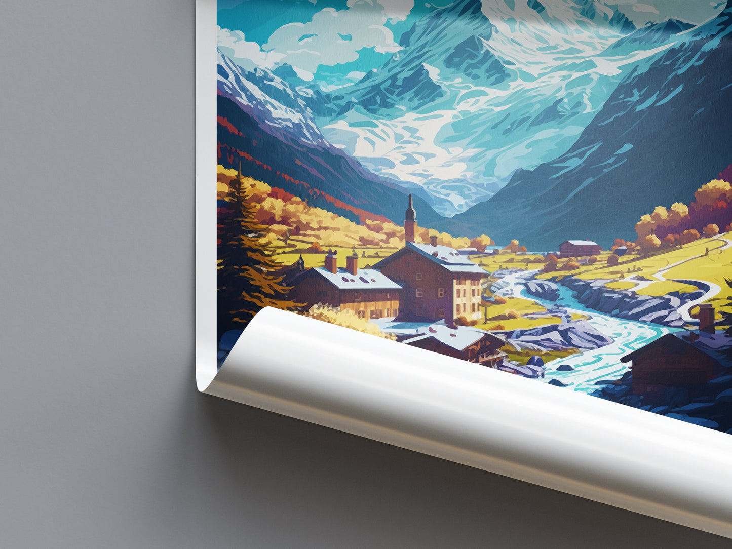 Saas-Fee Travel Print Wall Art Saas-Fee Wall Hanging Home Décor Saas-Fee Gift Art Lovers Switzerland Art Lover Gift Saas-Fee Travel Art