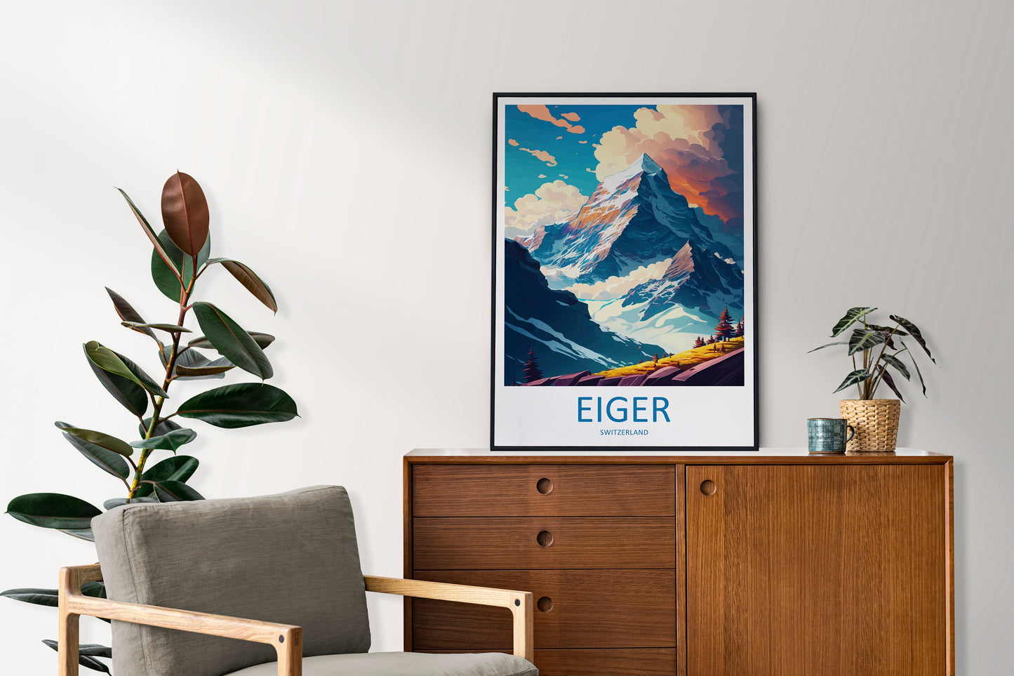 Eiger Travel Print Wall Art Eiger Wall Hanging Home Décor Eiger Gift Art Lovers Switzerland Art Lover Gift Eiger Travel Art