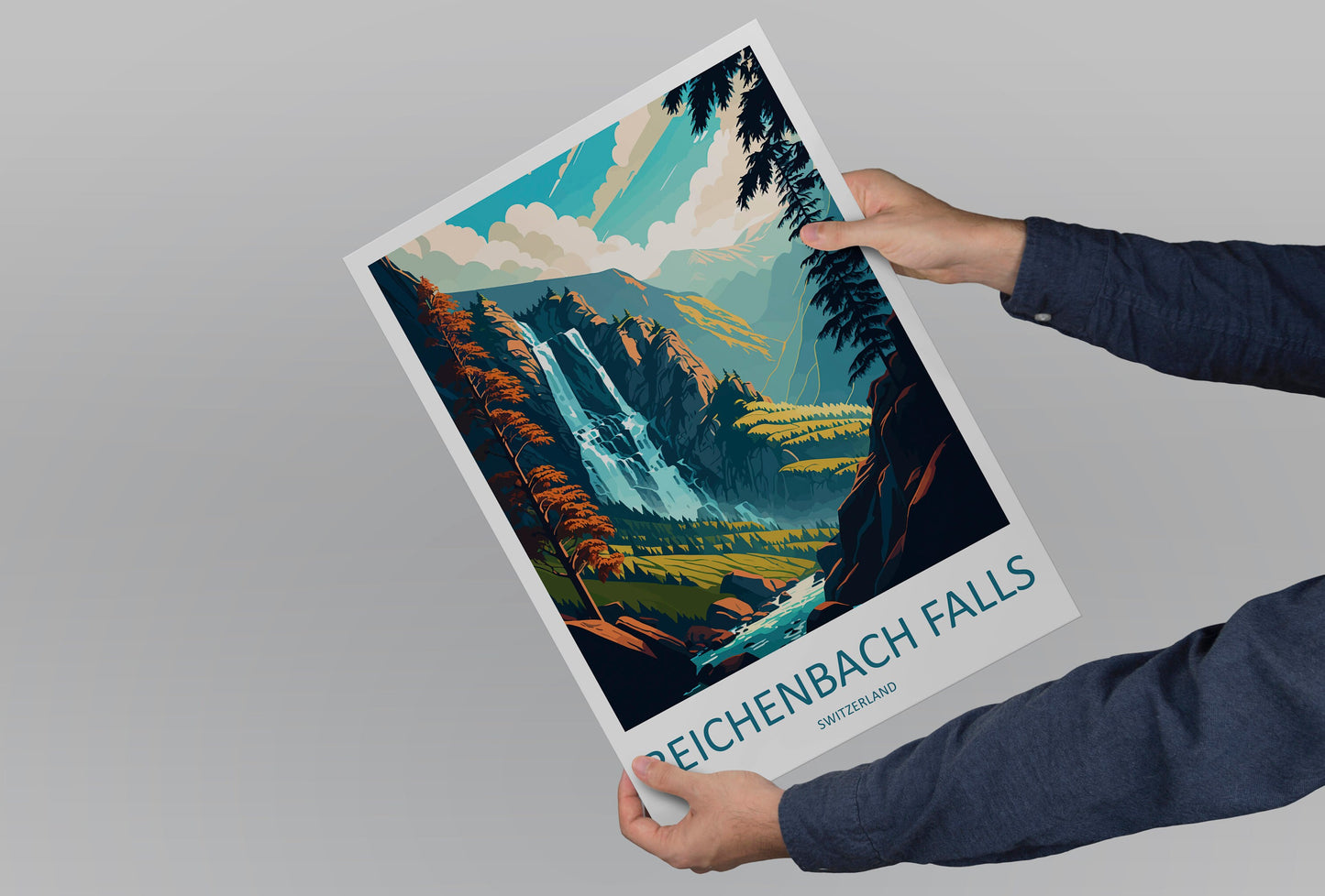 Reichenbach Falls Travel Print Wall Art Reichenbach Falls Wall Hanging Home Décor Reichenbach Falls Gift Art Lovers Switzerland Art Lover