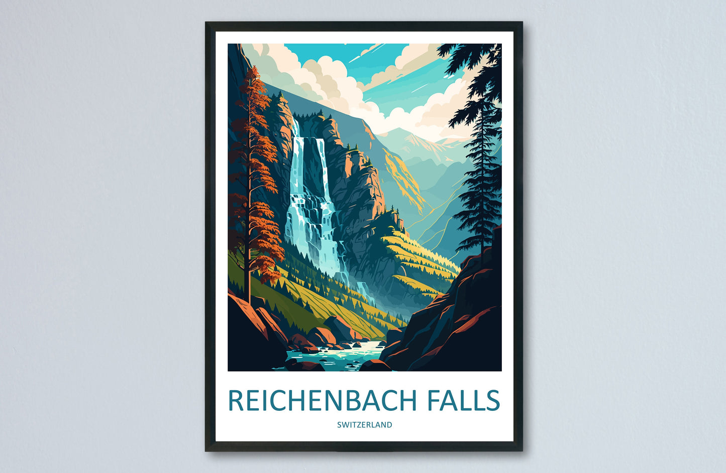 Reichenbach Falls Travel Print Wall Art Reichenbach Falls Wall Hanging Home Décor Reichenbach Falls Gift Art Lovers Switzerland Art Lover