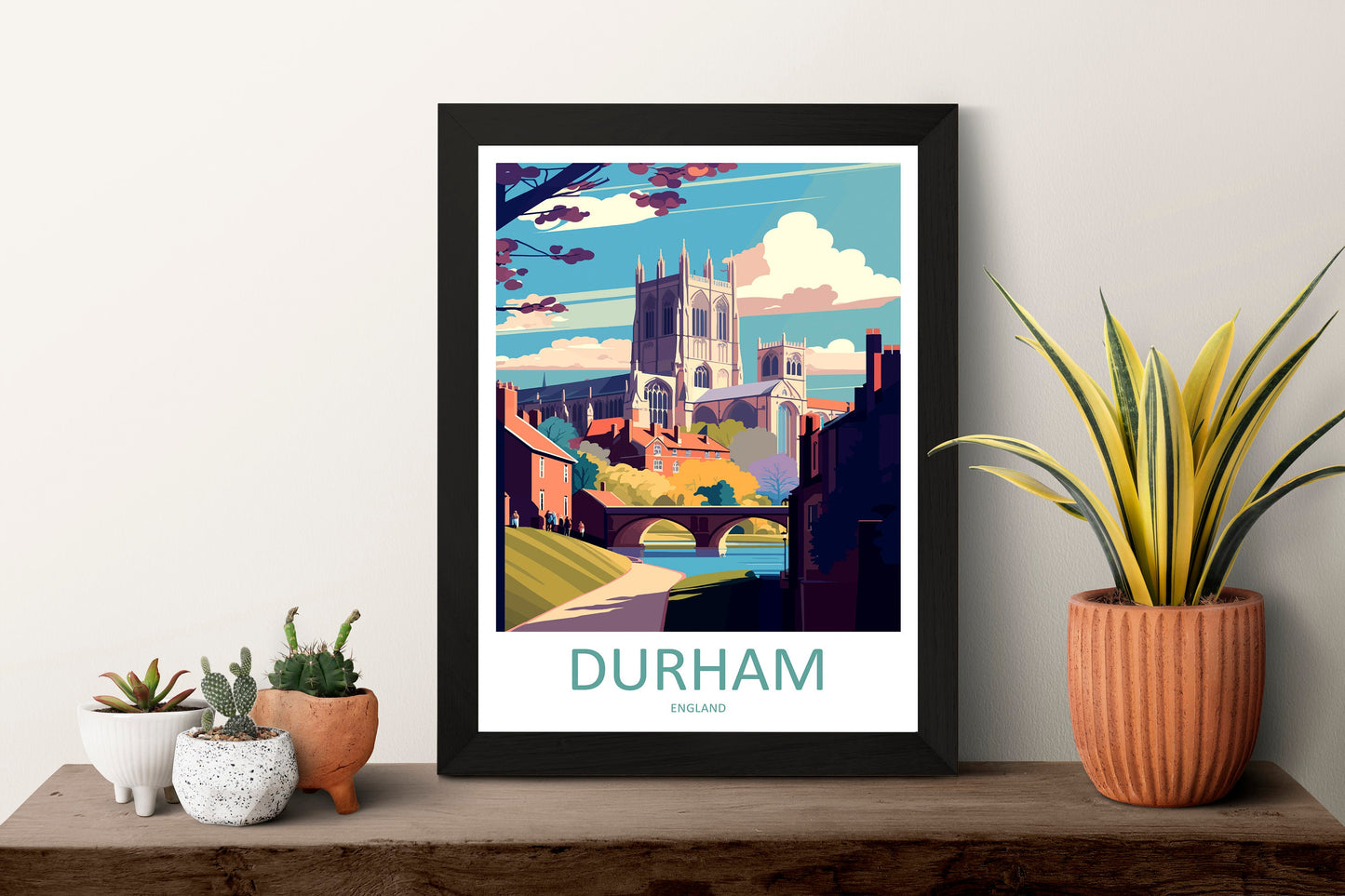 Durham Travel Print Wall Art Durham Wall Hanging Home Décor Durham Gift Art Lovers England Art Lover Gift Durham Travel Art Gift