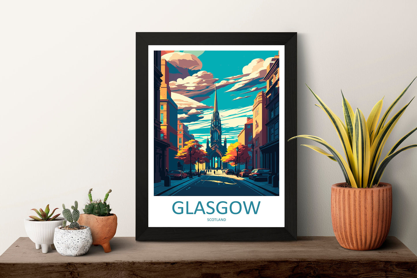 Glasgow Travel Print Wall Art Glasgow Wall Hanging Home Décor Glasgow Gift Art Lovers Scotland Art Lover Gift Glasgow Travel Artwork