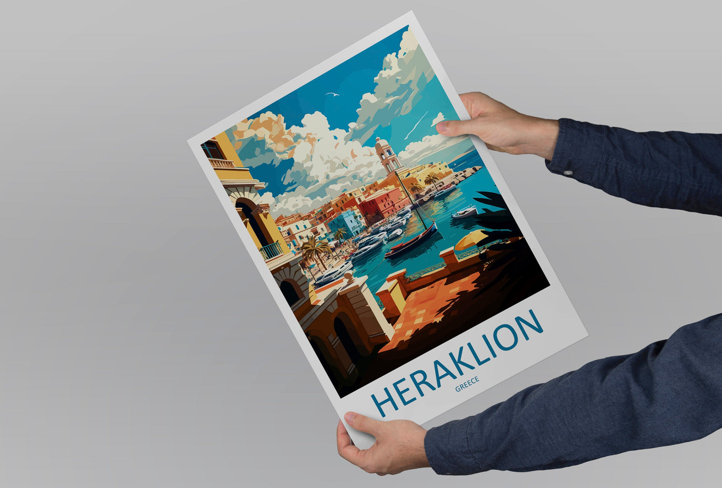 Heraklion Travel Print Wall Art Heraklion Greece Wall Hanging Home Decoration Heraklion Gift Art Lovers Wall Art Print Heraklion Greece