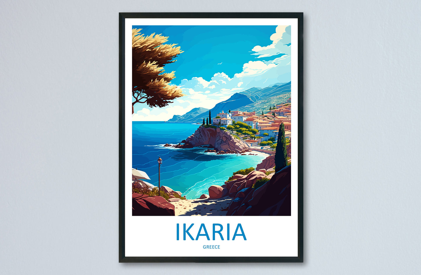 Ikaria Travel Print Wall Art Ikaria Greece Wall Hanging Home Decoration Ikaria Gift Art Lovers Wall Art Print Ikaria Greece Wall Poster Art