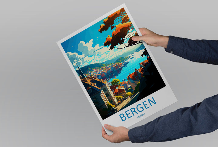 Bergan Travel Print Wall Art Bergan Wall Hanging Home Décor Bergan Gift Art Lovers Norway Art Lover Gift Bergan Travel Art Oslo Wall Decor