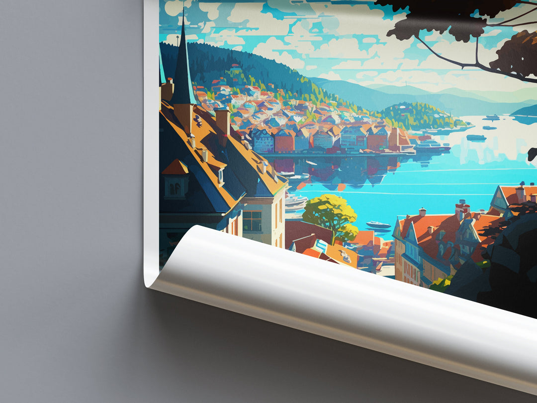 Bergan Travel Print Wall Art Bergan Wall Hanging Home Décor Bergan Gift Art Lovers Norway Art Lover Gift Bergan Travel Art Oslo Wall Decor