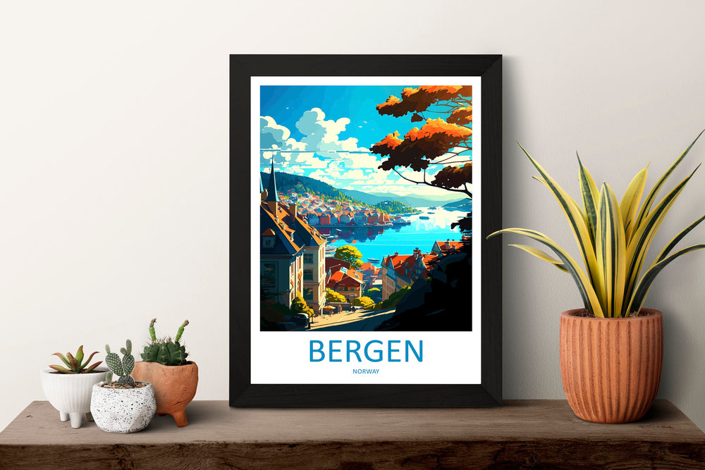 Bergan Travel Print Wall Art Bergan Wall Hanging Home Décor Bergan Gift Art Lovers Norway Art Lover Gift Bergan Travel Art Oslo Wall Decor