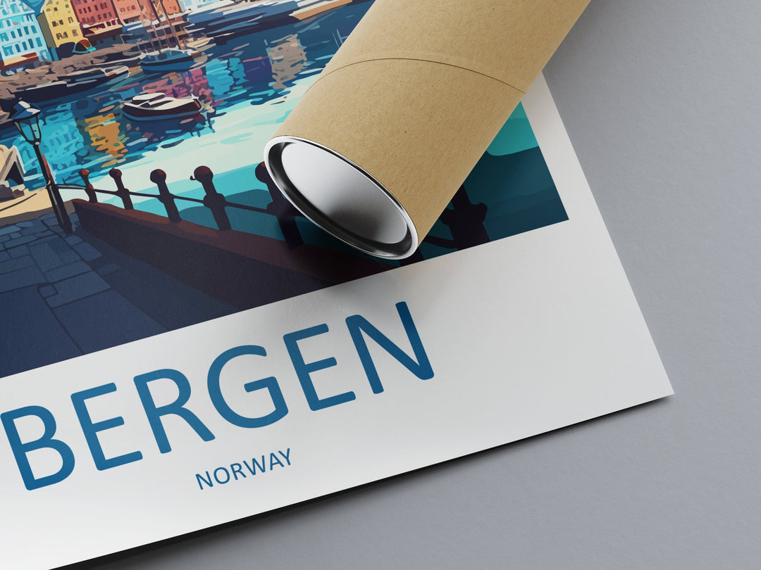 Bergan Travel Print Wall Art Bergan Wall Hanging Home Décor Bergan Gift Art Lovers Norway Art Lover Gift Bergan Travel Art Oslo Wall Decor