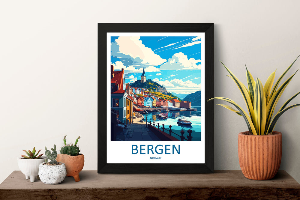 Bergan Travel Print Wall Art Bergan Wall Hanging Home Décor Bergan Gift Art Lovers Norway Art Lover Gift Bergan Travel Art Oslo Wall Decor