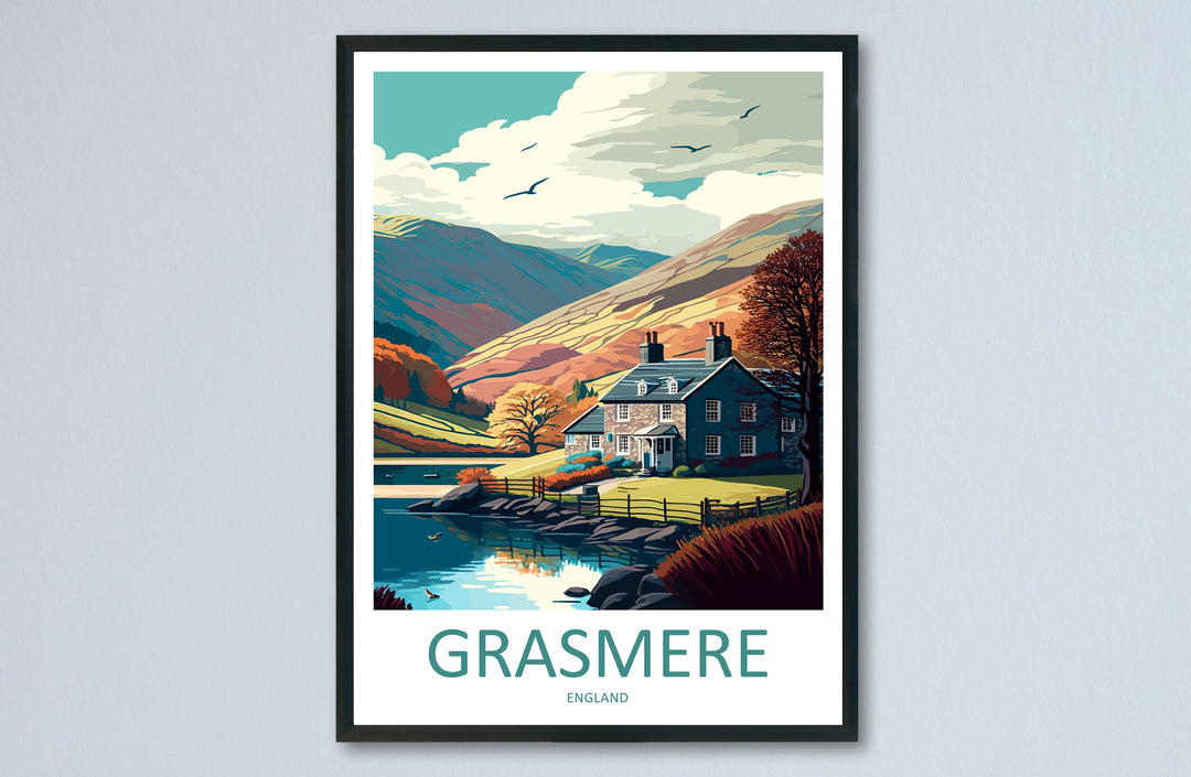 Grasmere Travel Print Wall Art Grasmere Wall Hanging Home Décor Grasmere Gift Art Lovers England Art Lover Gift Grasmere Art Wall Hanging