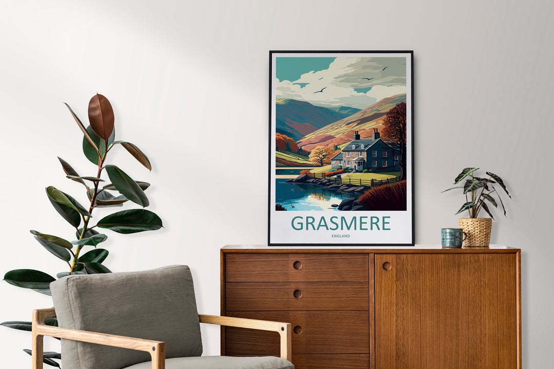 Grasmere Travel Print Wall Art Grasmere Wall Hanging Home Décor Grasmere Gift Art Lovers England Art Lover Gift Grasmere Art Wall Hanging