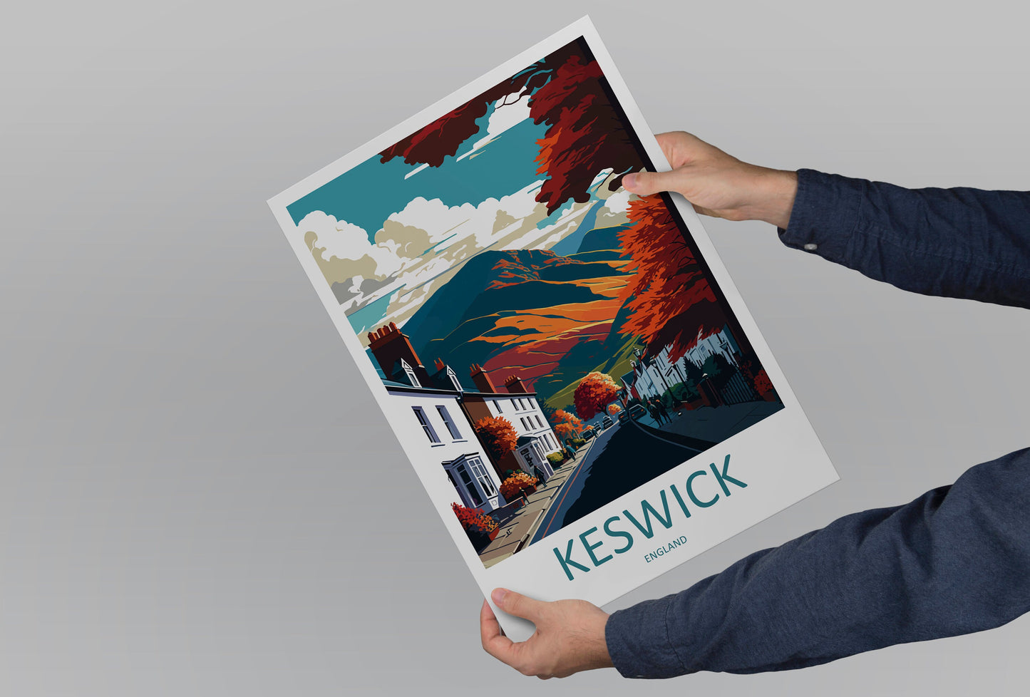Keswick Travel Print Wall Art Keswick Wall Hanging Home Décor Keswick Gift Art Lovers England Art Lover Gift Keswick Art Wall Hanging