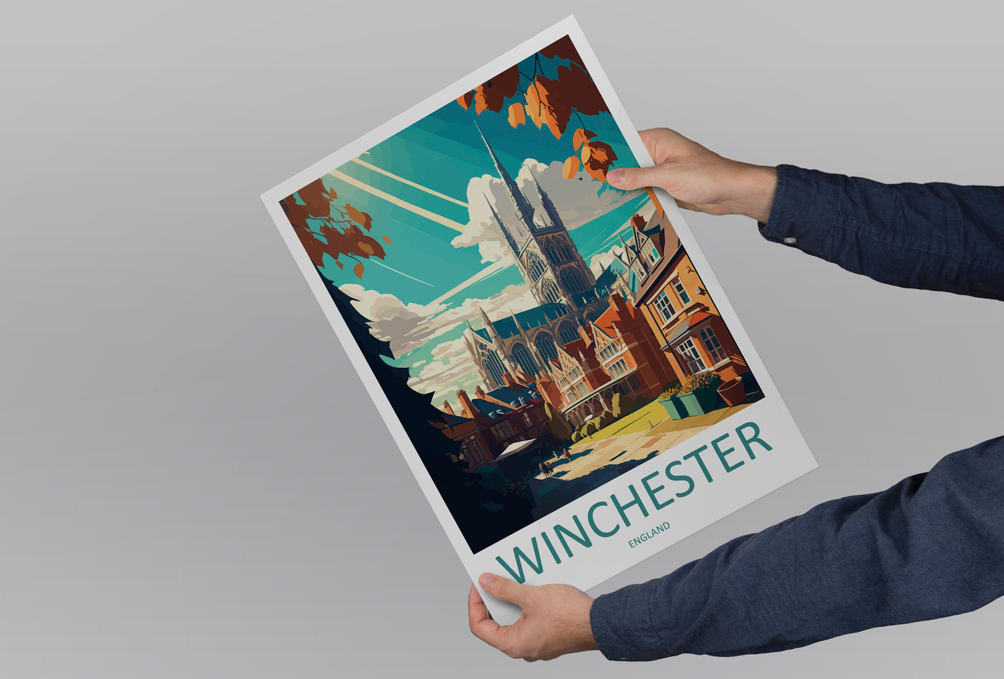 Winchester Travel Print Wall Art Winchester Wall Hanging Home Décor Winchester Gift Art Lovers England Art Lover Gift Winchester Travel