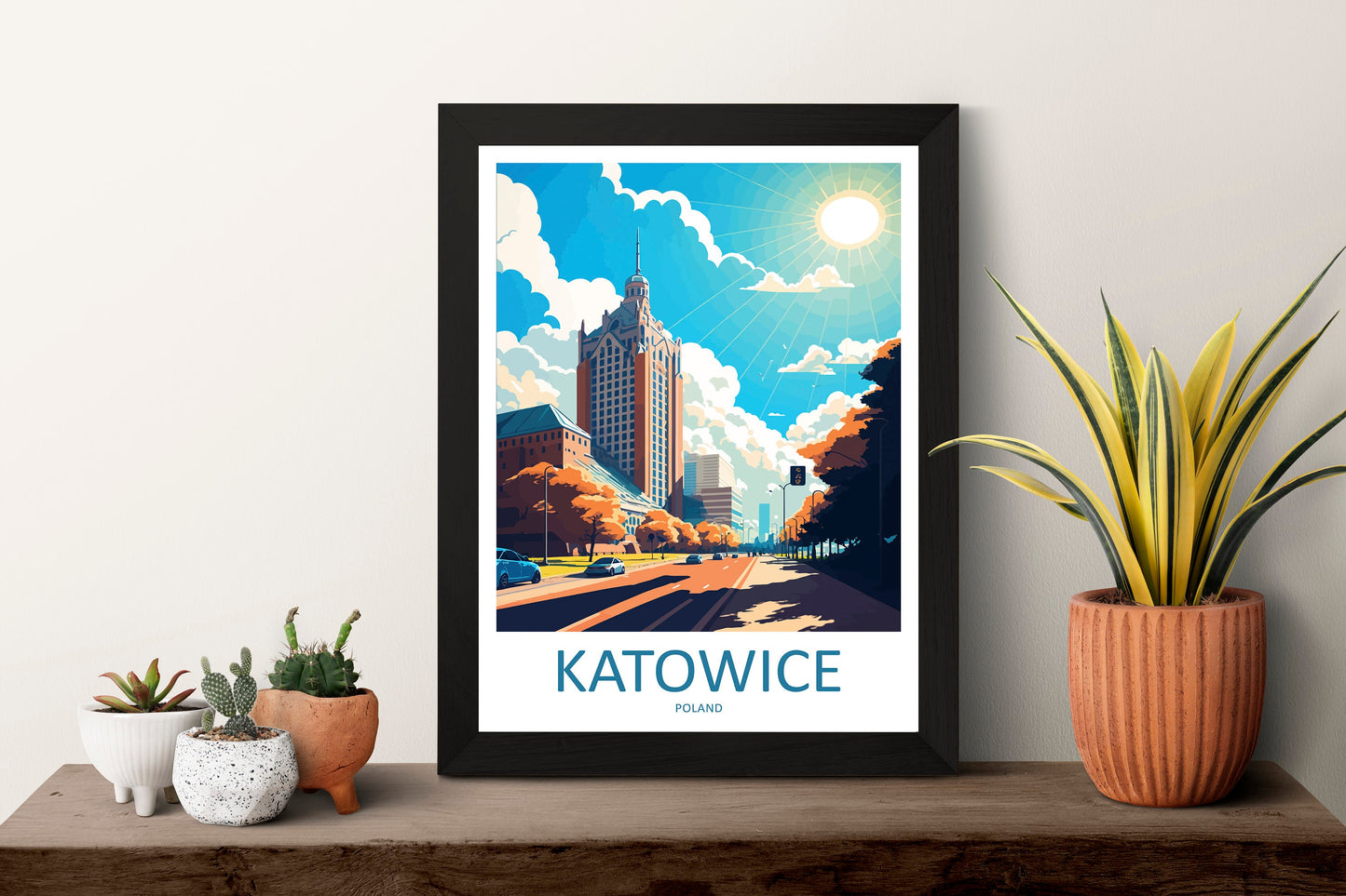 Katowice Travel Print Wall Art Katowice Wall Hanging Home Décor Katowice Gift Art Lovers Poland Art Lover Gift Katowice Travel Wall Art