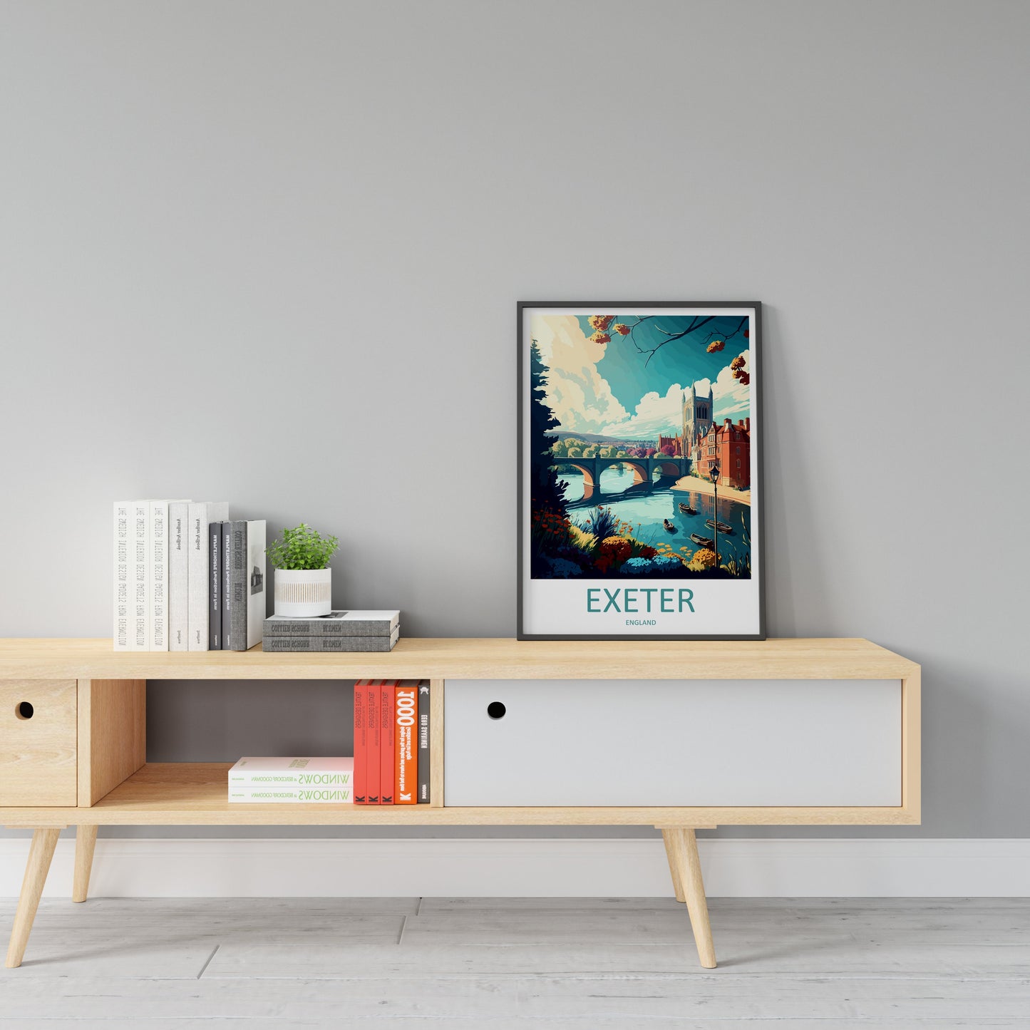 Exeter Travel Print Wall Art Exeter Wall Hanging Home Décor Exeter Gift Art Lovers England Art Lover Gift Exeter Travel Décor Exeter Poster
