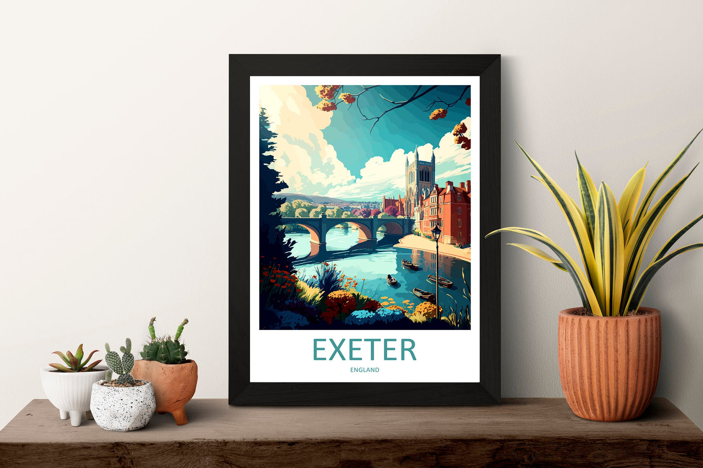 Exeter Travel Print Wall Art Exeter Wall Hanging Home Décor Exeter Gift Art Lovers England Art Lover Gift Exeter Travel Décor Exeter Poster